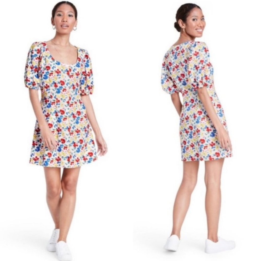 Rixo X Target White Floral Buttondown Puff Dress